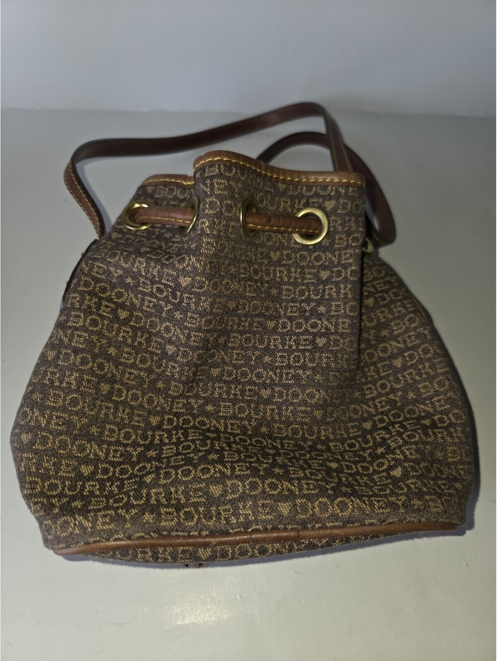 Vintage Made In USA Dooney & Bourke Small Canvas Bucket Bag